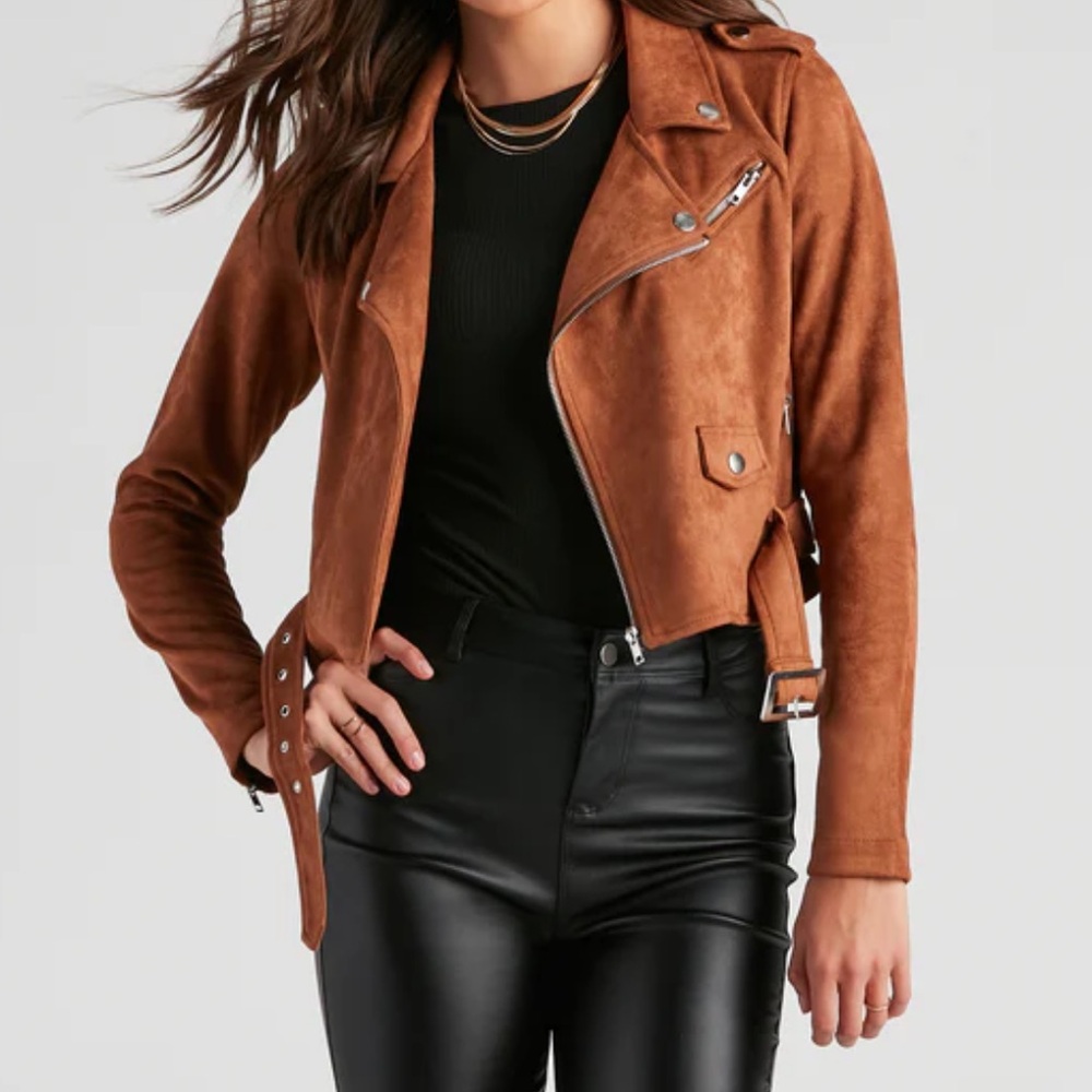 Windsor Stylishly Cinched Belted Moto Jacket
